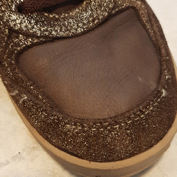 DIESEL Vintage Style Brown Leather Sneakers w Gold Trim - Women's 8-1/2 - Picture 11 of 12